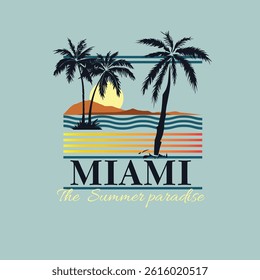 Miami California summer paradise vector graphic
