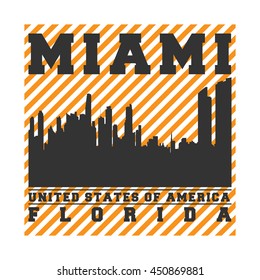 Miami City concept. Logo. Label. T-shirt design. Creative poster design.