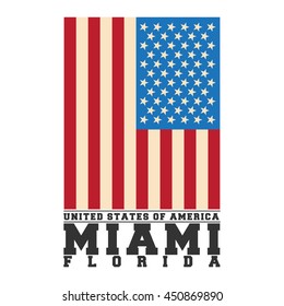 Miami City concept. Logo. Label. T-shirt design. Creative poster design.