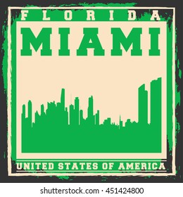 Miami City concept. Logo, Label, T-shirt design. Creative poster design.