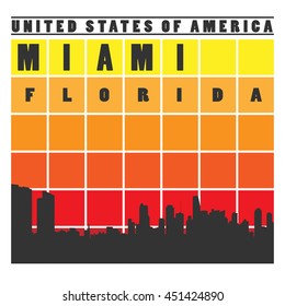 Miami City concept. Logo, Label, T-shirt design. Creative poster design.
