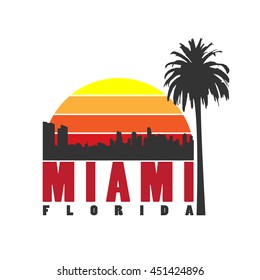 Miami City Concept. Logo, Label, T-shirt Design. Creative Poster Design.