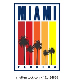 Miami City concept. Logo, Label, T-shirt design. Creative poster design.