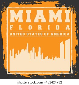 Miami City concept. Logo, Label, T-shirt design. Creative poster design.