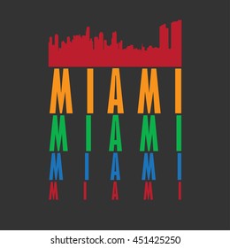 Miami City concept. Logo. Label. T-shirt design. Creative poster design.