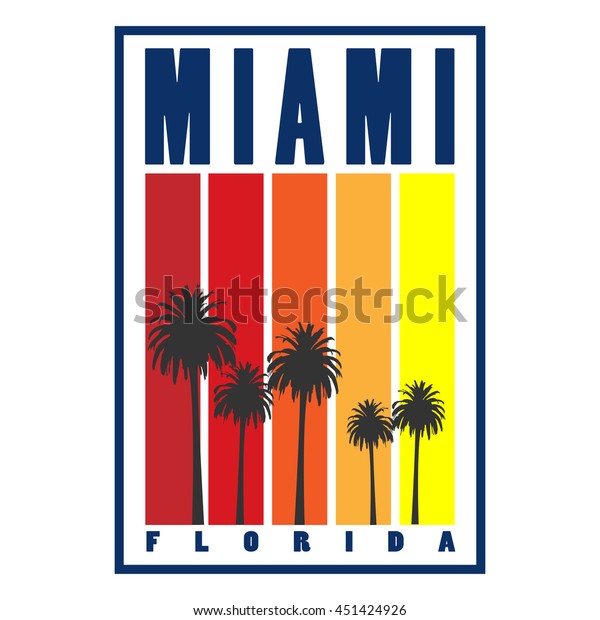 Miami City Concept Logo Label Tshirt Stock Vector (Royalty Free) 451424926