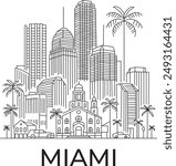 Miami City Line Draw Free Vector