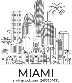 Miami City Line Draw Free Vector