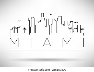 Miami City Line Silhouette Typographic Design