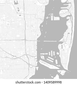 Miami city map. Line scheme of roads. Town streets on the plan. Urban environment, architectural background. Vector