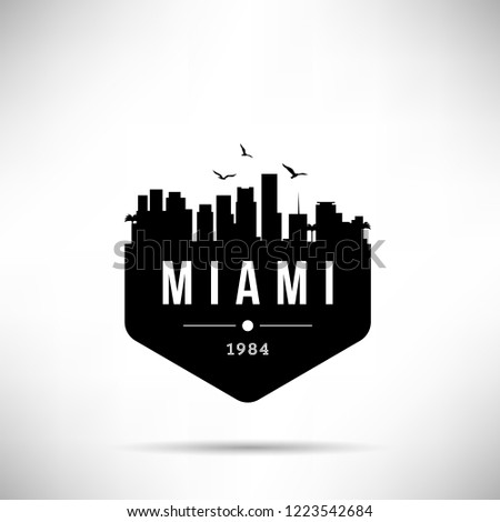 Miami City Modern Skyline Vector Template