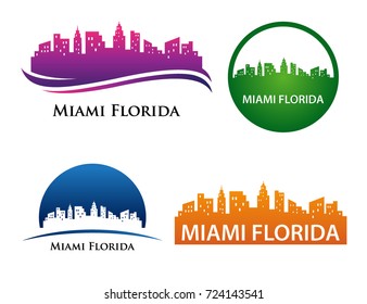 Miami City Skyline Landscape Logo Template