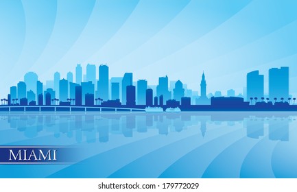 Miami City Skyline Silhouette Background, Vector Illustration 