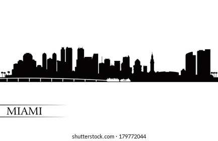 Miami City Skyline Silhouette Background, Vector Illustration 