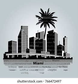 Miami. Ilustración vectorial de la línea de la ciudad