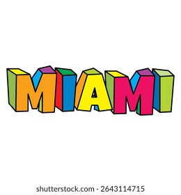 Miami colorful text logo design vector illustration