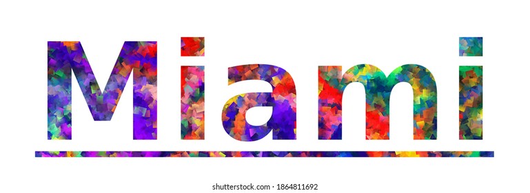 Miami. Colorful typography text banner. Vector the word miami design. Can be used to logo, card, poster, heading and beautiful title