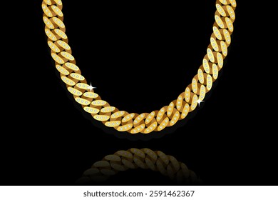 Miami Cuban Links Gold Chain Vector Illustration