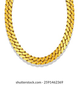 Miami Cuban Links Gold Chain Vector Illustration