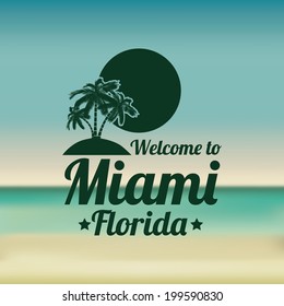 Miami design over blur background, vector illustration