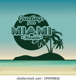 Miami design over blur background, vector illustration