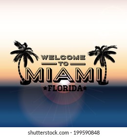 Miami design over blur background, vector illustration