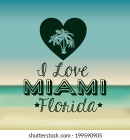 Miami design over blur background, vector illustration