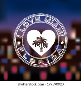 Miami design over blur background, vector illustration