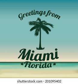 Miami design over blur background, vector illustration