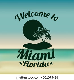 Miami design over blur background, vector illustration