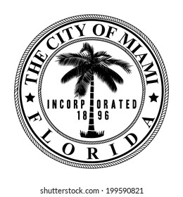 Miami design over white background, vector illustration