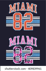 Miami Fashion Typography Graphics T-shirt Design, Vector illustration