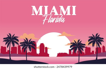 Miami Florida with beautiful sky background