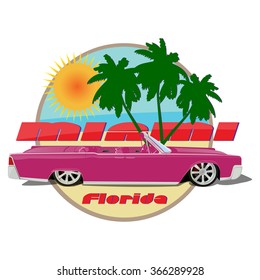 Miami florida car cadillac cabriolet  pink