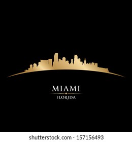 Miami Florida City Skyline Silhouette. Vector Illustration