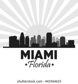 Miami florida design. City and sunset icon. Vector graphic