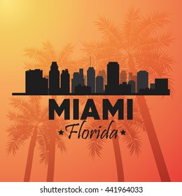 Miami florida design. Palm tree and City icon. Vector graphic