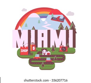 Miami Florida destination brand logo. vector cartoon