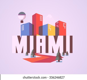 Miami Florida destination brand logo. vector cartoon