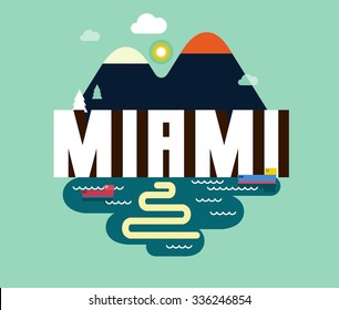 Miami Florida destination brand logo. vector cartoon