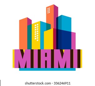 Miami Florida destination brand logo. vector cartoon