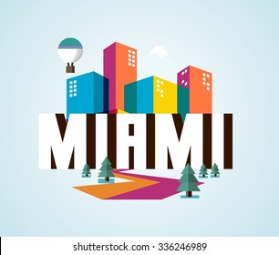 Miami Florida destination brand logo. vector cartoon