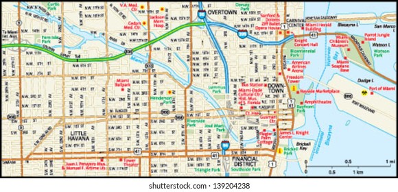 Miami, Florida Downtown Map
