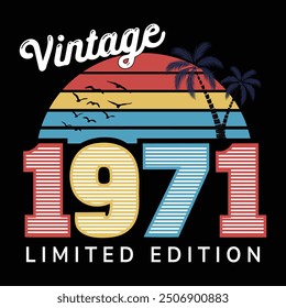 Miami Florida graphic t-shirt design with palm tress, summer retro print, vector illustration