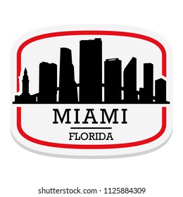 Miami Florida Label Stamp Icon Skyline City Design Tourism.
