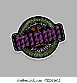 miami, florida  linear emblem design for t shirts and stickers