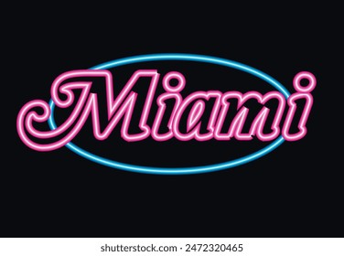 Miami Florida neon sign vector illustration