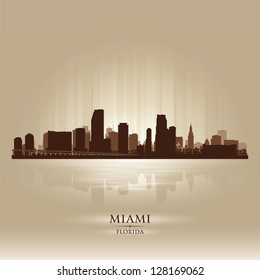 Miami, Florida Skyline City Silhouette