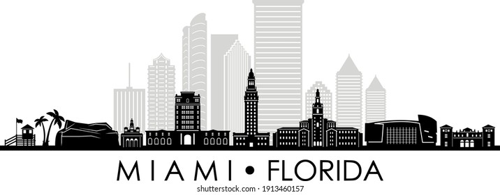 MIAMI Florida SKYLINE City Silhouette
