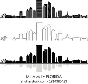 MIAMI Florida SKYLINE City Silhouette
